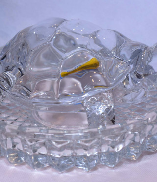 Glass Leaf Plate with Tortoise