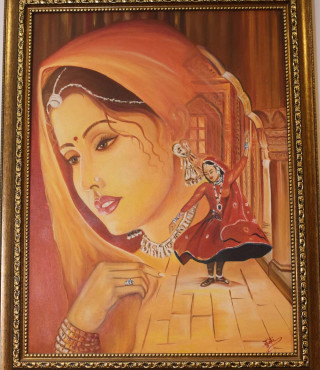 Rajasthani Painting Oil on Canvas