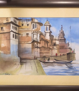 Banaras Ghat Water Colour Painting