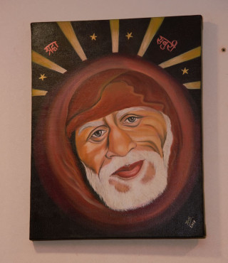 Sai Baba Arcylic and Oil on Canvas