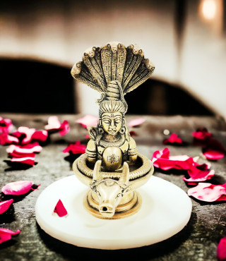 Brass Shivlinga with Naag