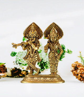 Brass Radha Kishan Murti Idol With Flute Brass Radha Kishan Murti Idol With Flute