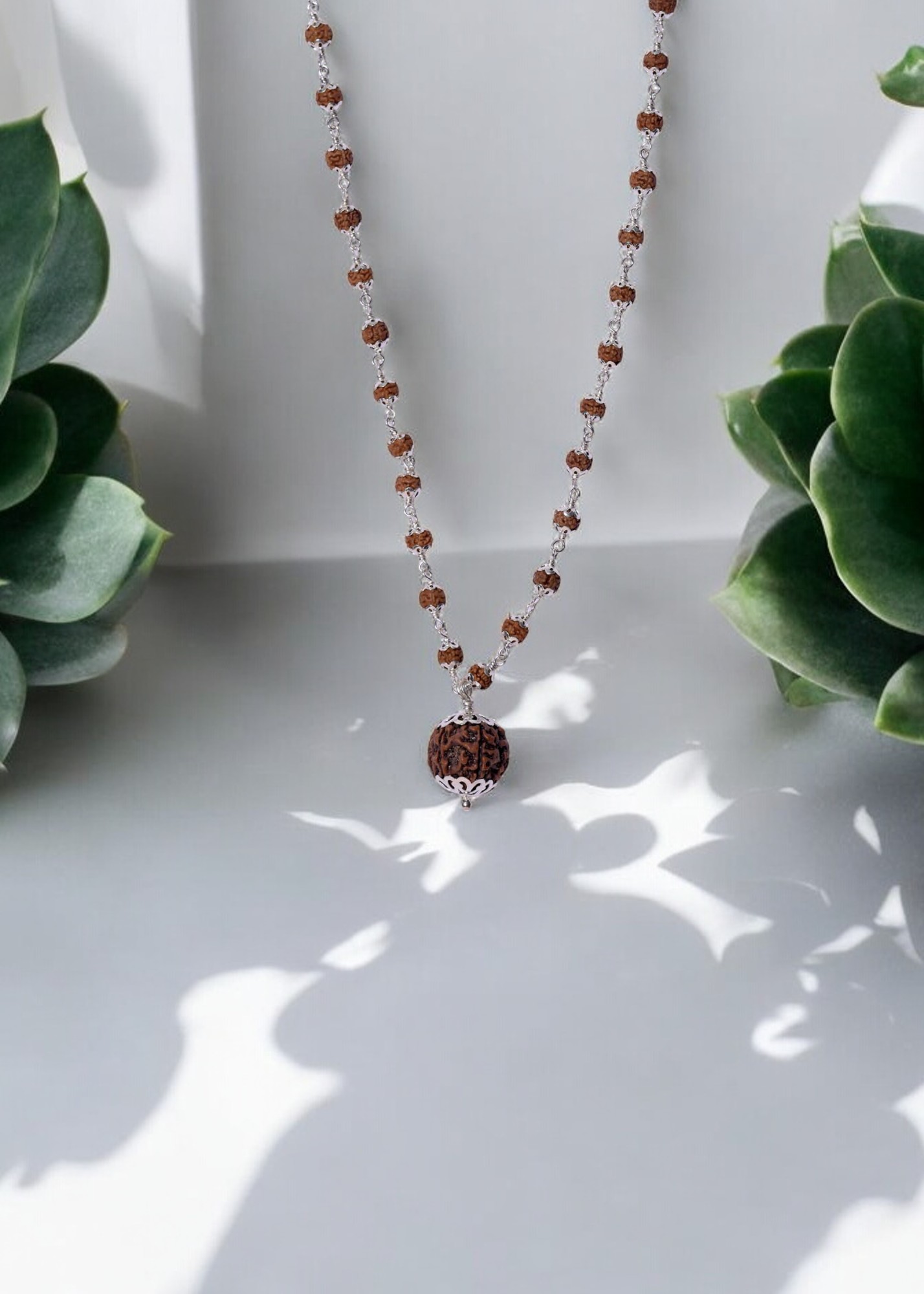  Silver Rudraksh Mala With 7 Mukhi Pendent