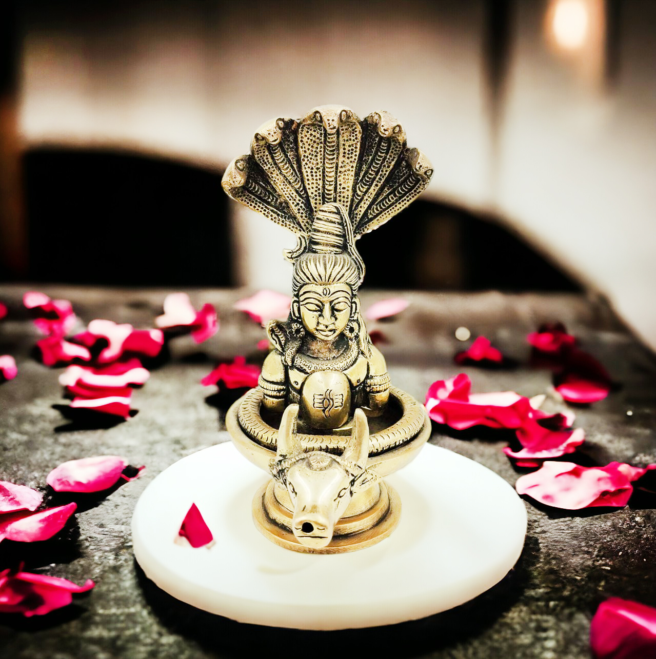 Brass Shivlinga with Naag