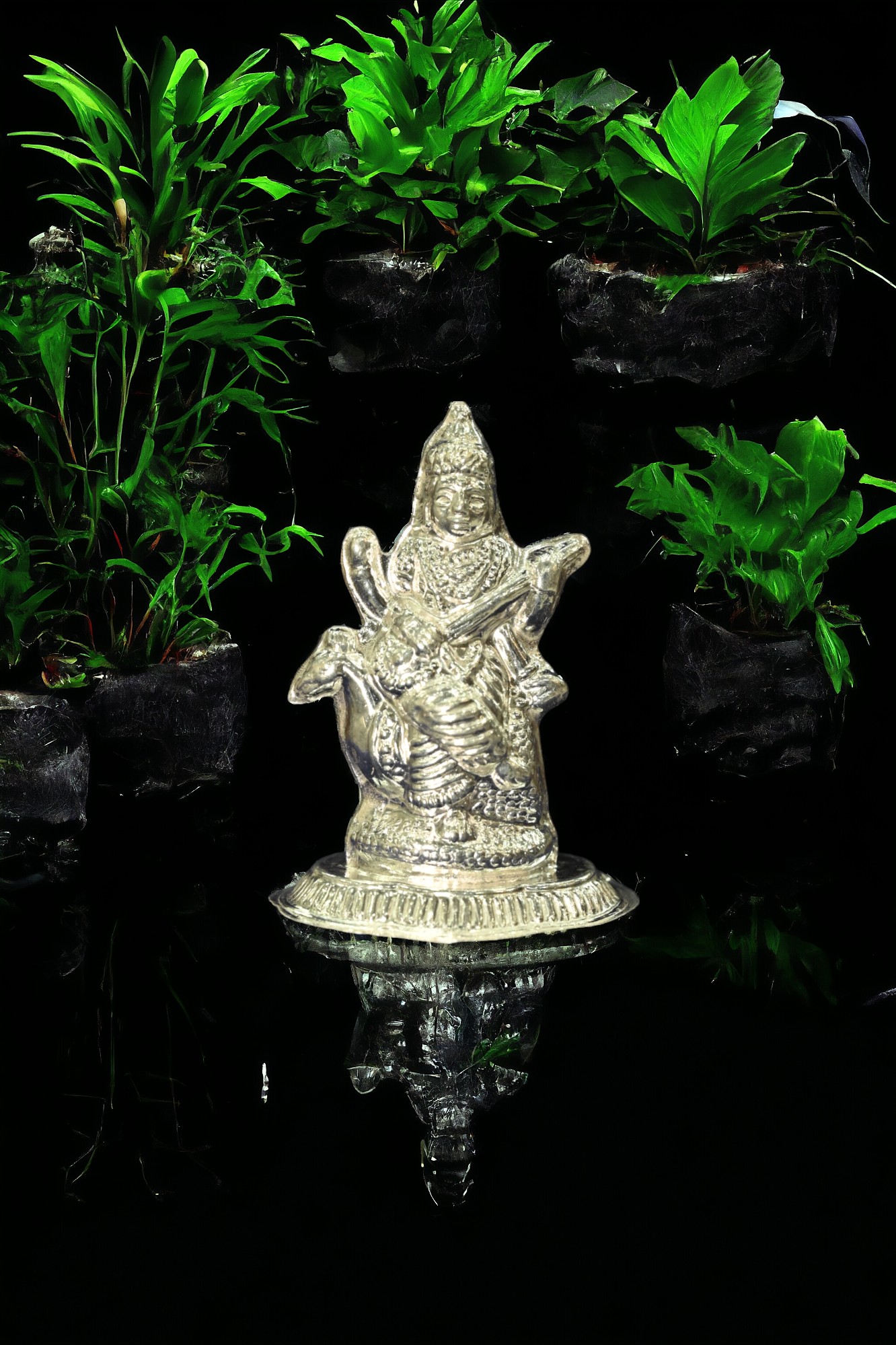 Saraswati Ji Silver Idol